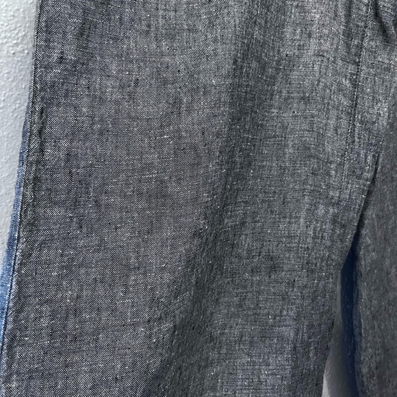 Catherine Malandrino Lagenlook Gray 100% Linen Wide Legs Elastic Waist Pants M - Picture 3 of 7